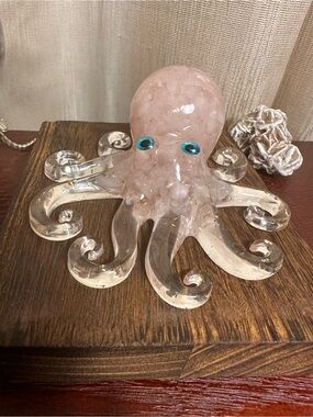 Resin and Rose Quartz Octopus Figure
